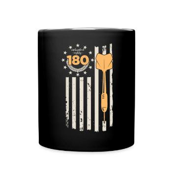 Retro Dart Motifs & Vintage Dartboard 180 Dart - Full Colour Mug - black - Front