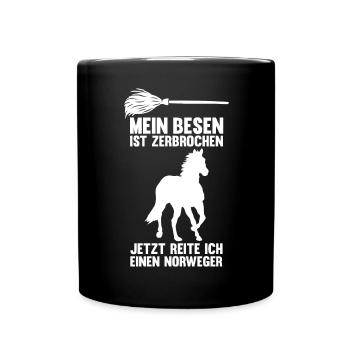 Pferd Reitsport Reiten Pferdesport Norweger - Tasse einfarbig - Schwarz - Vorne