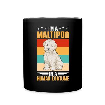 Maltipoo Hund - Tasse einfarbig - Schwarz - Vorne