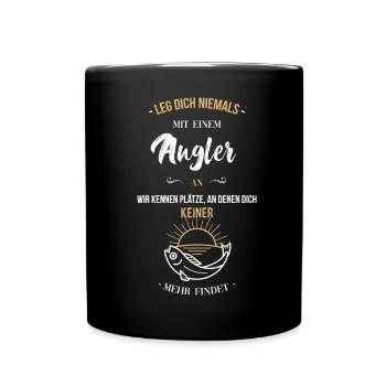 Geschenk für Angler / Fischer - alter Mann - Tasse einfarbig - Schwarz - Vorne
