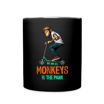 Stunt Scooter Monkey Does Tricks - Full Colour Mug - black - Front