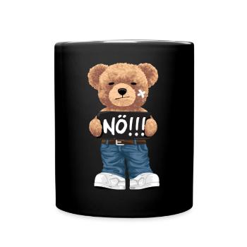 Nö mit Teddybär lustiger Comic für Neinsager - Tasse einfarbig - Schwarz - Vorne