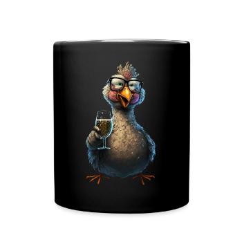 Funny chicken with Prosecco for the girls' evening - - Full Colour Mug - black - Front