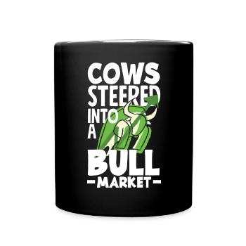 Les vaches se dirigent vers une journée des investisseurs sur le marché haussier - Mug uni - noir - Devant