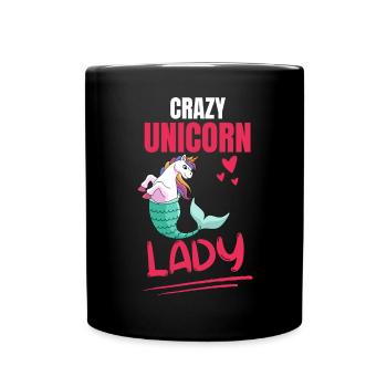Verrückte Einhorn Lady Frauen Geschenk Einhorn - Tasse einfarbig - Schwarz - Vorne