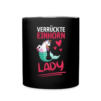 Einhorn Lady Damen Fantasy Tier Geschenk Einhorn - Tasse einfarbig - Schwarz - Vorne