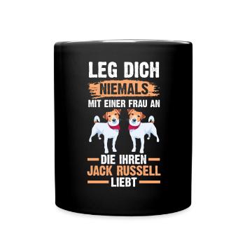 Hund Jack Russell - Tasse einfarbig - Schwarz - Vorne