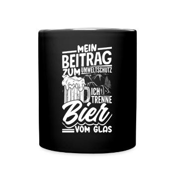 Mein Beitrag zum Umweltschutz - Ich trenne Bier - Tasse einfarbig - Schwarz - Vorne