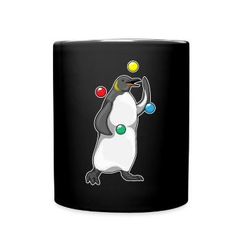 Pinguin Jongleur Jonglieren - Tasse einfarbig - Schwarz - Vorne