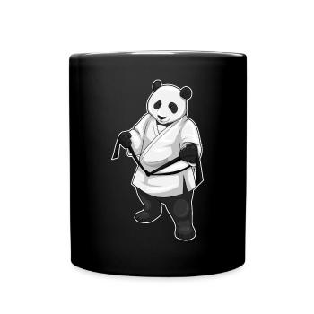 Panda Karate Kampfsport - Tasse einfarbig - Schwarz - Vorne