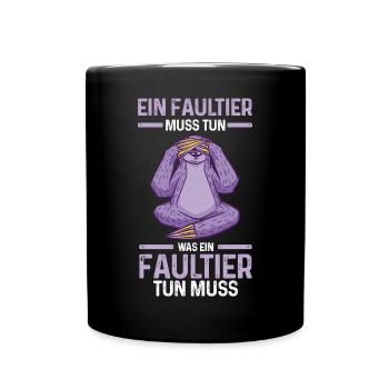 Faultier - Tasse einfarbig - Schwarz - Vorne