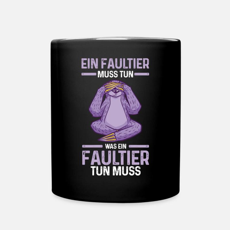 Faultier - Tasse einfarbig - Schwarz