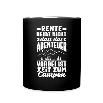 Rente heißt Zeit zum Campen - Tasse einfarbig - Schwarz - Vorne