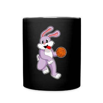 Hase Basketballspieler Basketball - Tasse einfarbig - Schwarz - Vorne