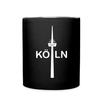 Fernsehturm das Wahrzeichen von Köln - Tasse einfarbig - Schwarz - Vorne
