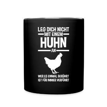 Huhn Landwirt Bauernhof Hühner - Tasse einfarbig - Schwarz - Vorne