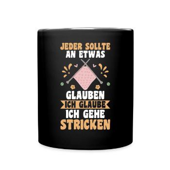 Häkeln Nähen Stricken - Tasse einfarbig - Schwarz - Vorne