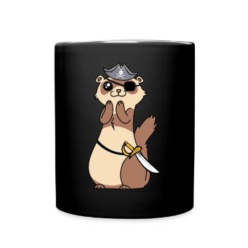 Eye Patch Weasel Kids Pirate Ferret - Full Colour Mug - black - Front
