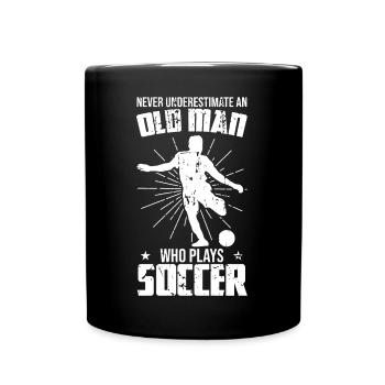 Never underestimate an old footballer - Full Colour Mug - black - Front