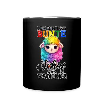 Bunte Schaf der Familie - Regenbogen LGBTQ - Tasse einfarbig - Schwarz - Vorne