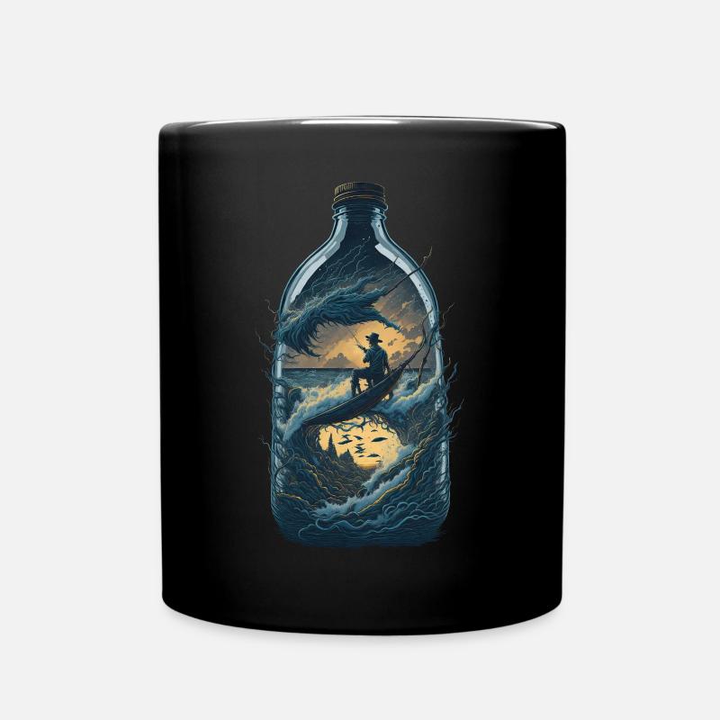 Angler Angeln - Tasse einfarbig - Schwarz