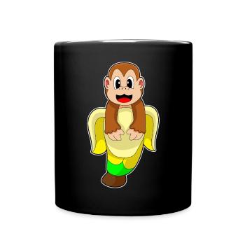 Affe Banane - Tasse einfarbig - Schwarz - Vorne