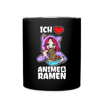 Ich Liebe Anime Ramen Herz Statement Manga - Tasse einfarbig - Schwarz - Vorne