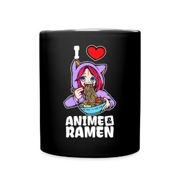 Ich Liebe Anime Ramen Statement Herz Mädchen Manga - Tasse einfarbig - Schwarz - Vorne