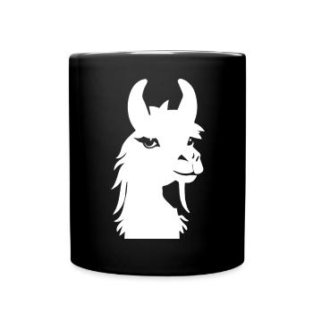 Lustige Lama-Silhouette Freche Spaß-Lamas - Tasse einfarbig - Schwarz - Vorne
