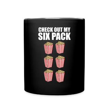Movie Night Popcorn Lover Funny Check Out My Six P - Full Colour Mug - black - Front