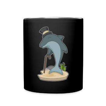 Chapeau haut-de-forme Gentleman Dauphin - Mug uni - noir - Devant
