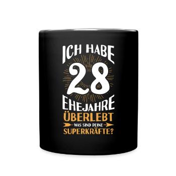 Ehe Nelkenhochzeit 28 Jahre Verheiratet Hochzeitst - Tasse einfarbig - Schwarz - Vorne