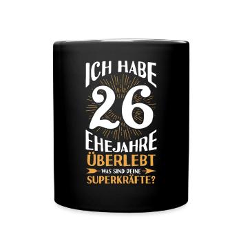 Ehe Jadehochzeit 26 Jahre Verheiratet Hochzeitstag - Tasse einfarbig - Schwarz - Vorne