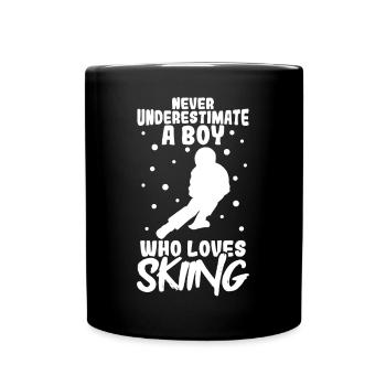 Ski fahrender Junge - Tasse einfarbig - Schwarz - Vorne