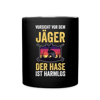 Hasenjäger Hasenjagd Kaninchenjagd Jäger - Tasse einfarbig - Schwarz - Vorne