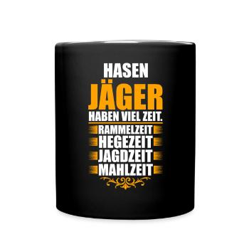 Hasenjäger Hasenjagd Kaninchenjagd Jäger - Tasse einfarbig - Schwarz - Vorne