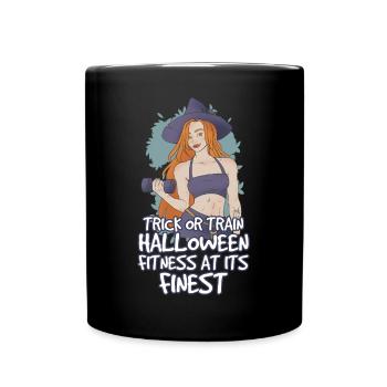 Trick Or Train Anti Halloween Fitness - Full Colour Mug - black - Front
