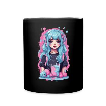 Kawaii Anime Girl Gothique Milkshake Manga Design - Mug uni - noir - Devant