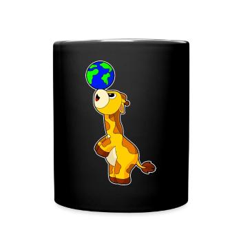 Giraffe Erdkugel - Tasse einfarbig - Schwarz - Vorne