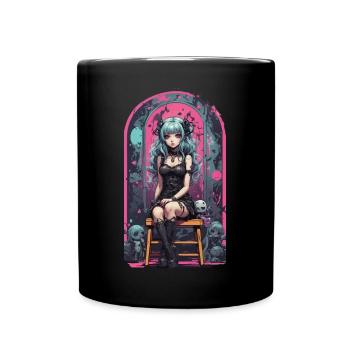 Pastel Goth Anime Kawaii E-Girl Urban Style - Tasse einfarbig - Schwarz - Vorne