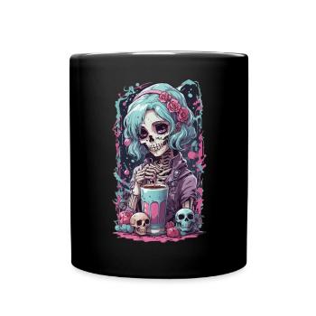 E-girl Pastel Goth Anime Kawaii Dia de Muertos - Tasse einfarbig - Schwarz - Vorne