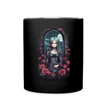 Kawaii Goth Anime E-Girl Victorian Design - Full Colour Mug - black - Front