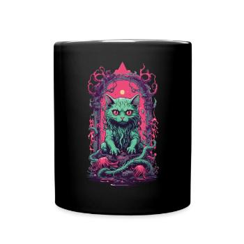Chat démoniaque Halloween gothique drôle chats Design - Mug uni - noir - Devant