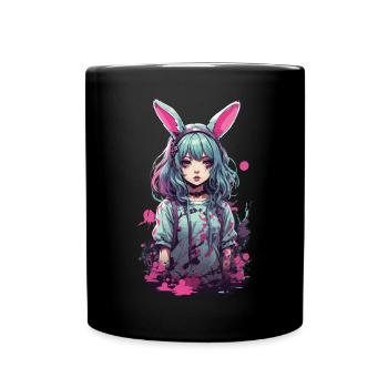 Anime Goth Girl Kawaii Bunny Kemonomimi - Tasse einfarbig - Schwarz - Vorne