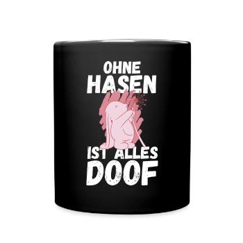Kaninchen Hase - Tasse einfarbig - Schwarz - Vorne