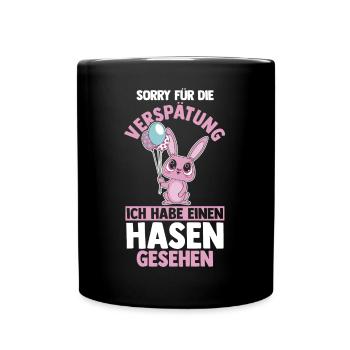 Kaninchen Hase - Tasse einfarbig - Schwarz - Vorne