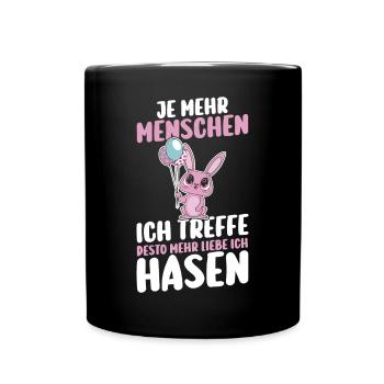 Kaninchen Hase - Tasse einfarbig - Schwarz - Vorne