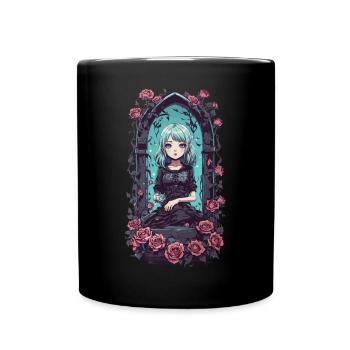 Kawaii Goth Anime Girl Victorian Magical - Full Colour Mug - black - Front