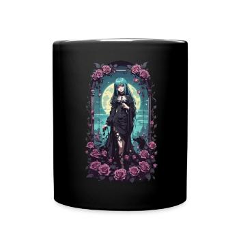 Anime Gothic Girl Magical Victorian Aesthete - Full Colour Mug - black - Front