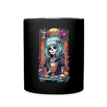 Gothic Girl citrouille épices Latte Design d’automne - Mug uni - noir - Devant